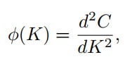 The Breeden-Litzenberger formula relating the probability to the second derivative of a Call price with respect to the strike