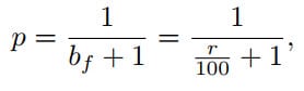 Implied probability calculated from the return r